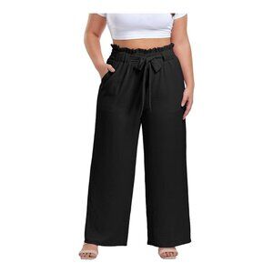 Women's 4X Pants Adjustable High Waist Wide Leg Palazzo Pants NEW WITH TAGS